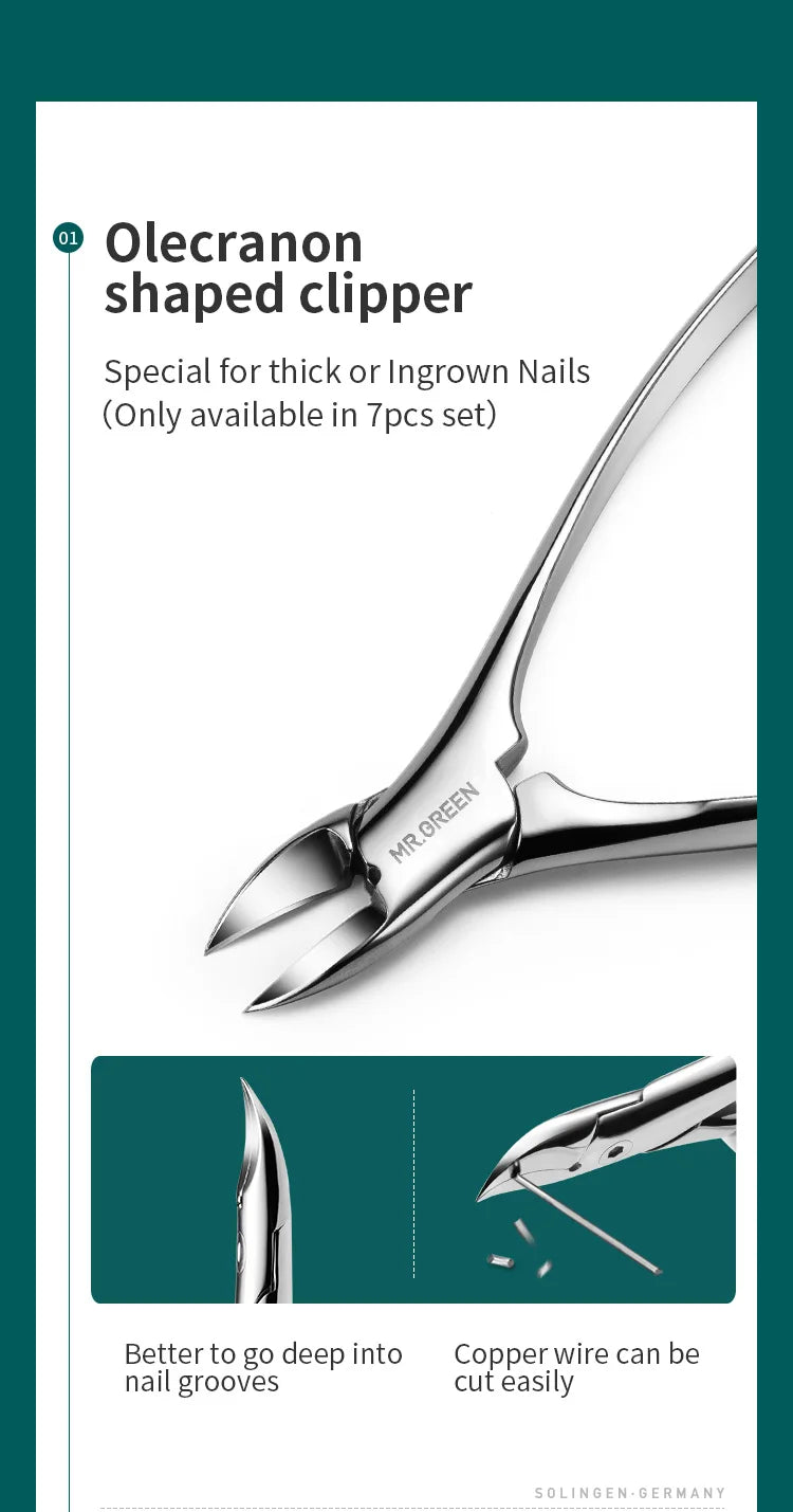 MR.GREEN Manicure Set Color Contrast Sets Nail Clippers Cutter Tools Kits Stainless Steel Pedicure Travel Case for Man Woman
