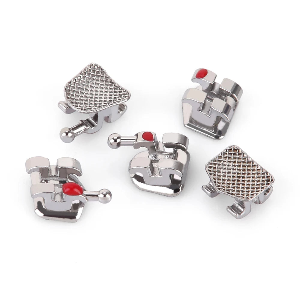 Orthodontic Metal Brackets by AZDENT, Mesh Base Mini and Standard Options with Roth, MBT or Edgewise Styles, 018 or 022 Slots, 10 Packs of 20 Pieces