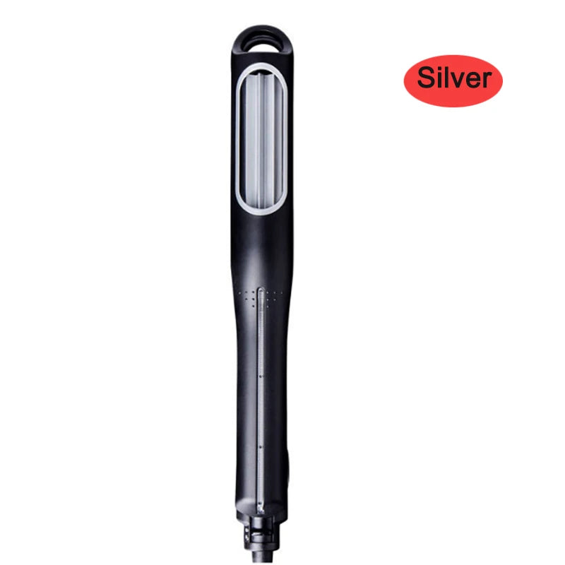 Hair Crimping Iron with Ceramic Tourmaline Coating and PTC Heating, Gold or Black Options with Five Listed Temperature Settings and Regional Plug Choices