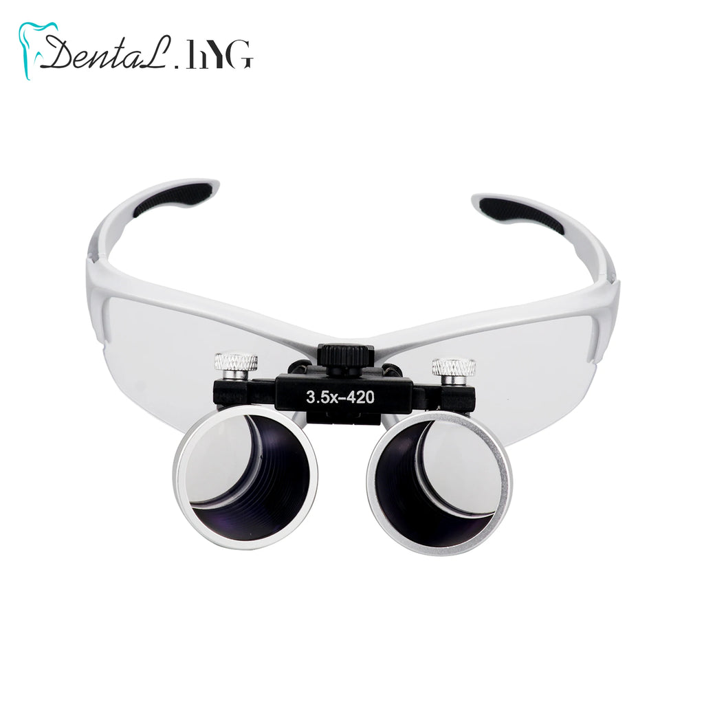 Binocular Dental Loupes with 2.5X or 3.5X Magnification and 420mm Working Distance, Six Color Options with Listed Fabric Bag for Professional Use