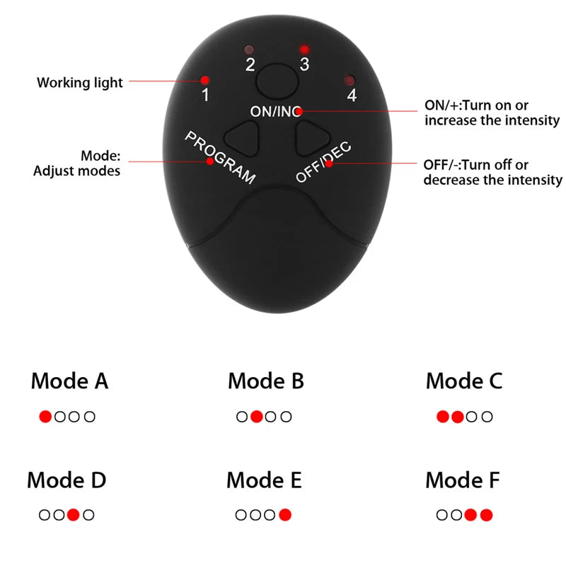 EMS Muscle Stimulator with Six Modes and Push-Button Controls, Black AAA Battery-Powered Fitness Pad in 6 pack ABS, 8 pack ABS or HipTrainer Options