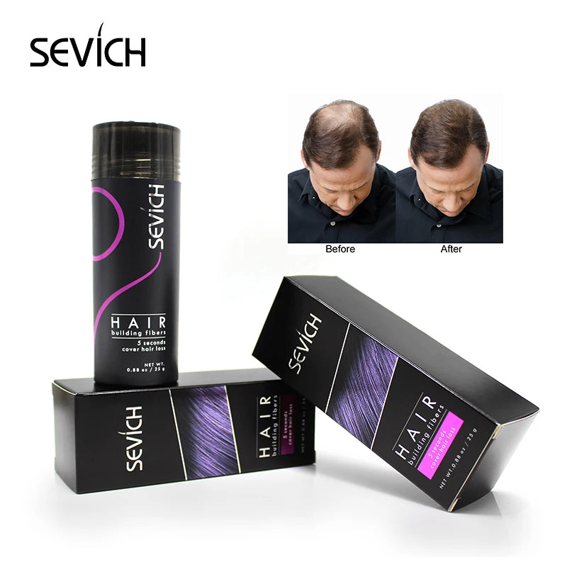 Hair Building Fiber Powder with Ten Shade Options from Black to White, Sevich Source Reference and Applicator Spray Wording for Cosmetic Hair Appearance