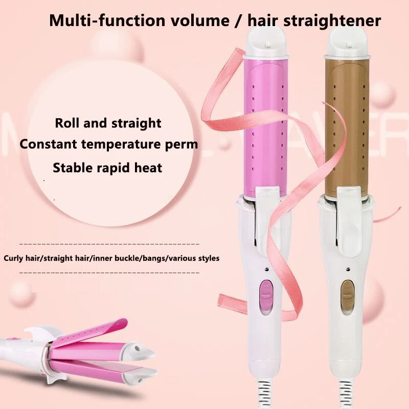 LCD Temperature-Control Curling Iron with Separate 9–38mm Ceramic Barrel Options or Pink and Golden Curl-Straight Combo Styles for Adult Hair Styling
