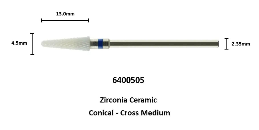 White Zirconia Burs with Conical Shape and Cross-Cut Design, Listed 4.5mm Size Reference and Eight Single-Piece Model Options for Rotary Tool Compatibility Review