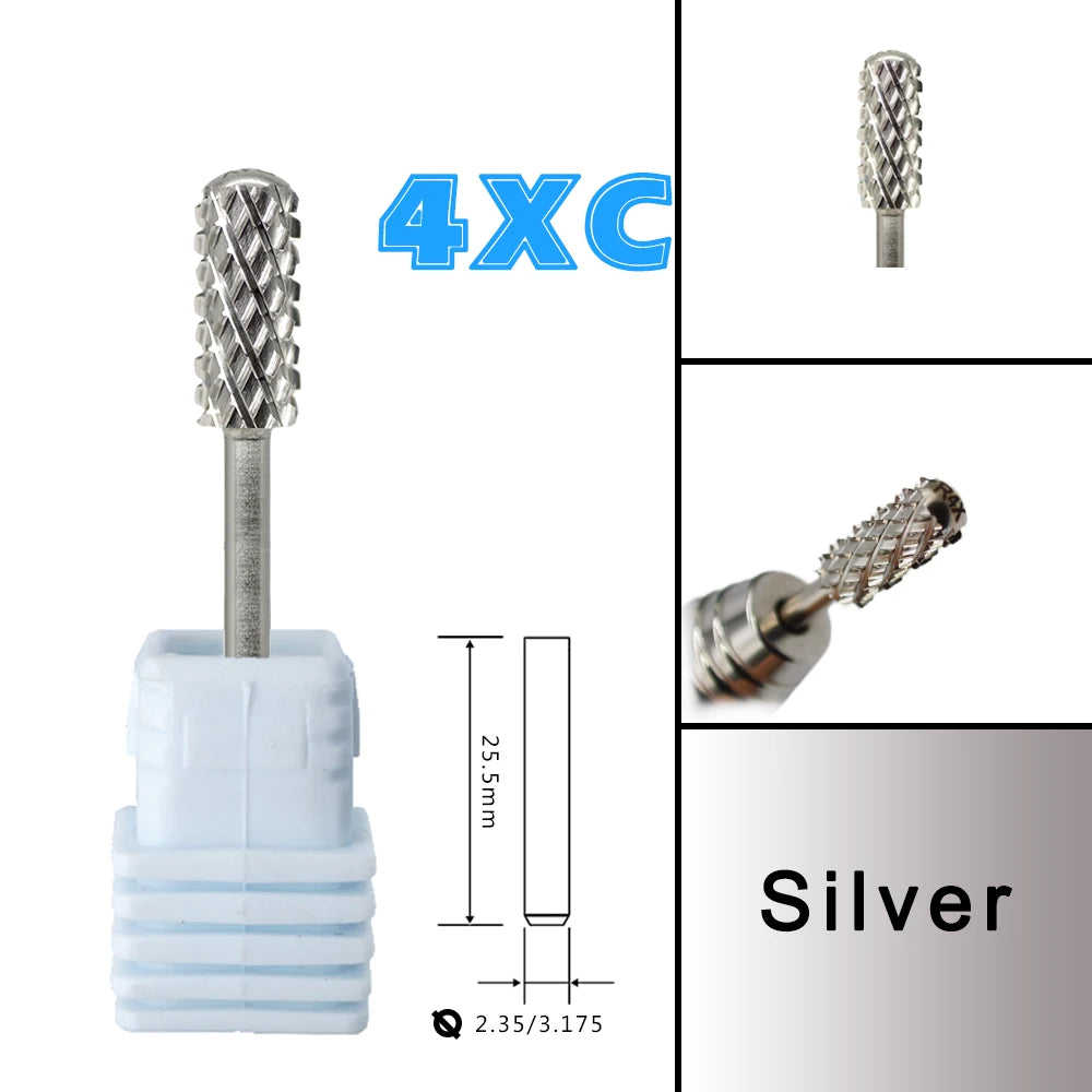 Carbide Barrel Nail Drill Bits by RolinStar with Numbered and 5-in-1 Grade Option Labels, Milling Accessories for Professional Manicure and Pedicure Tools