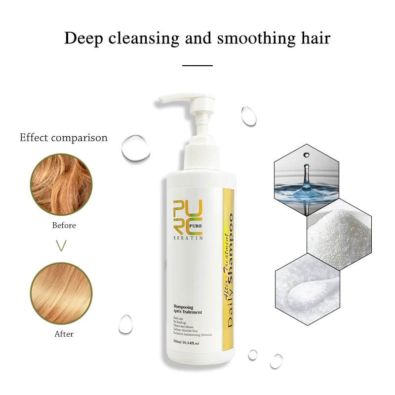 Purifying Shampoo and Daily Conditioner Options by PURC, 100ml 300ml or 1000ml Hair Care Selections for Cleansing, Conditioning and Keratin Routine Support