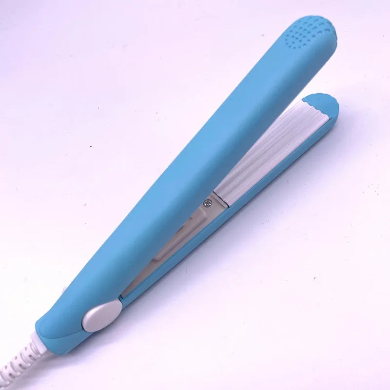 Mini Hair Crimper, Slim Lightweight Corrugated Styling Iron with Ceramic Components, On-Off Switch and Blue, Pink or Purple Colors with Regional Plug Options