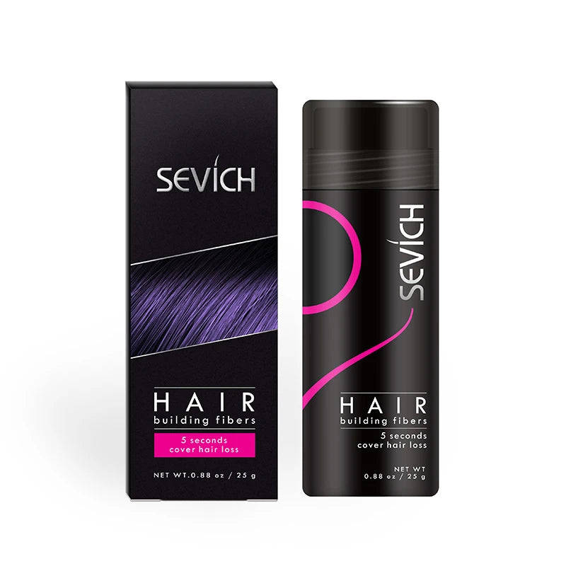 Hair Building Fiber Powder with Ten Shade Options from Black to White, Sevich Source Reference and Applicator Spray Wording for Cosmetic Hair Appearance