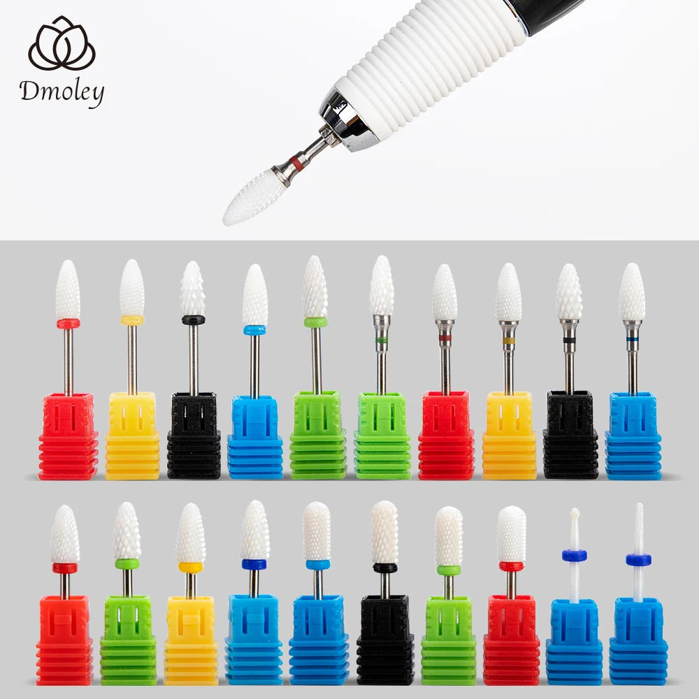 Dmoley Ceramic Nail Drill Bit, Single-Piece Manicure Milling Accessory with Storage Box and Numbered Style Options for Professional Nail Shaping and Gel Removal