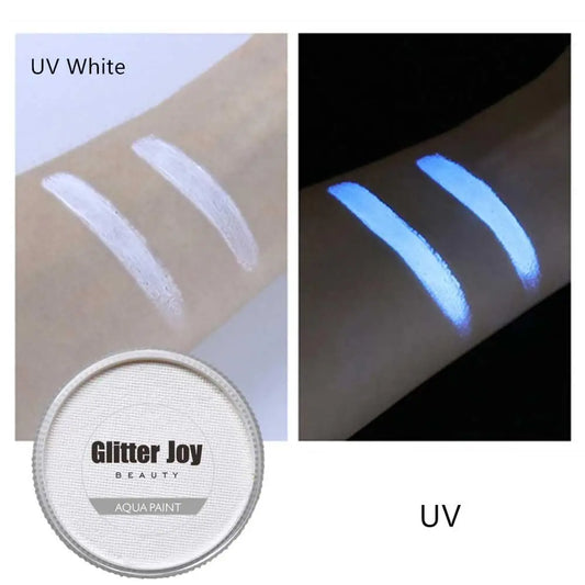 UV White Face and Body Paint 30g, Water-Activated Costume Makeup with UV-Reactive Finish for Cosplay, Halloween, Festivals and Creative Party Designs