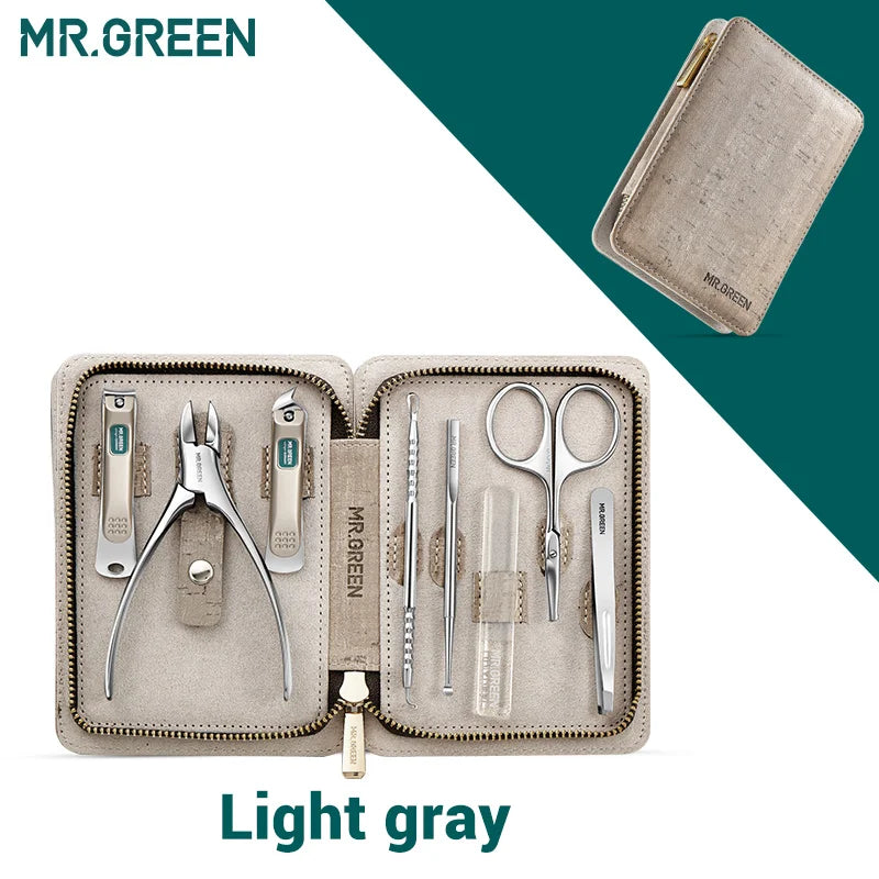 Travel Manicure and Pedicure Set by MR.GREEN, Stainless Steel Nail Clippers and Grooming Tools with PU Leather Case, Mr-8888 and Mr-8888i Options