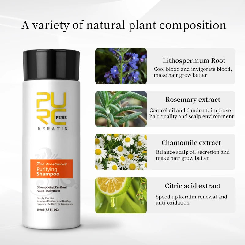 Purifying Shampoo and Daily Conditioner Options by PURC, 100ml 300ml or 1000ml Hair Care Selections for Cleansing, Conditioning and Keratin Routine Support
