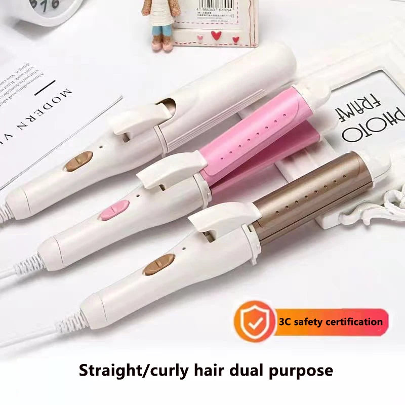 LCD Temperature-Control Curling Iron with Separate 9–38mm Ceramic Barrel Options or Pink and Golden Curl-Straight Combo Styles for Adult Hair Styling