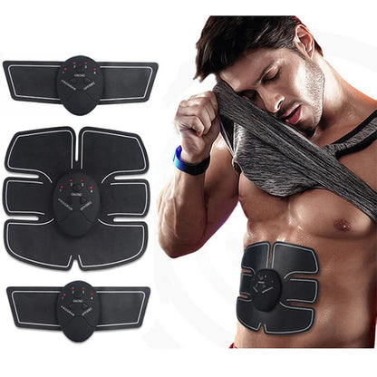 EMS Muscle Stimulator with Six Modes and Push-Button Controls, Black AAA Battery-Powered Fitness Pad in 6 pack ABS, 8 pack ABS or HipTrainer Options