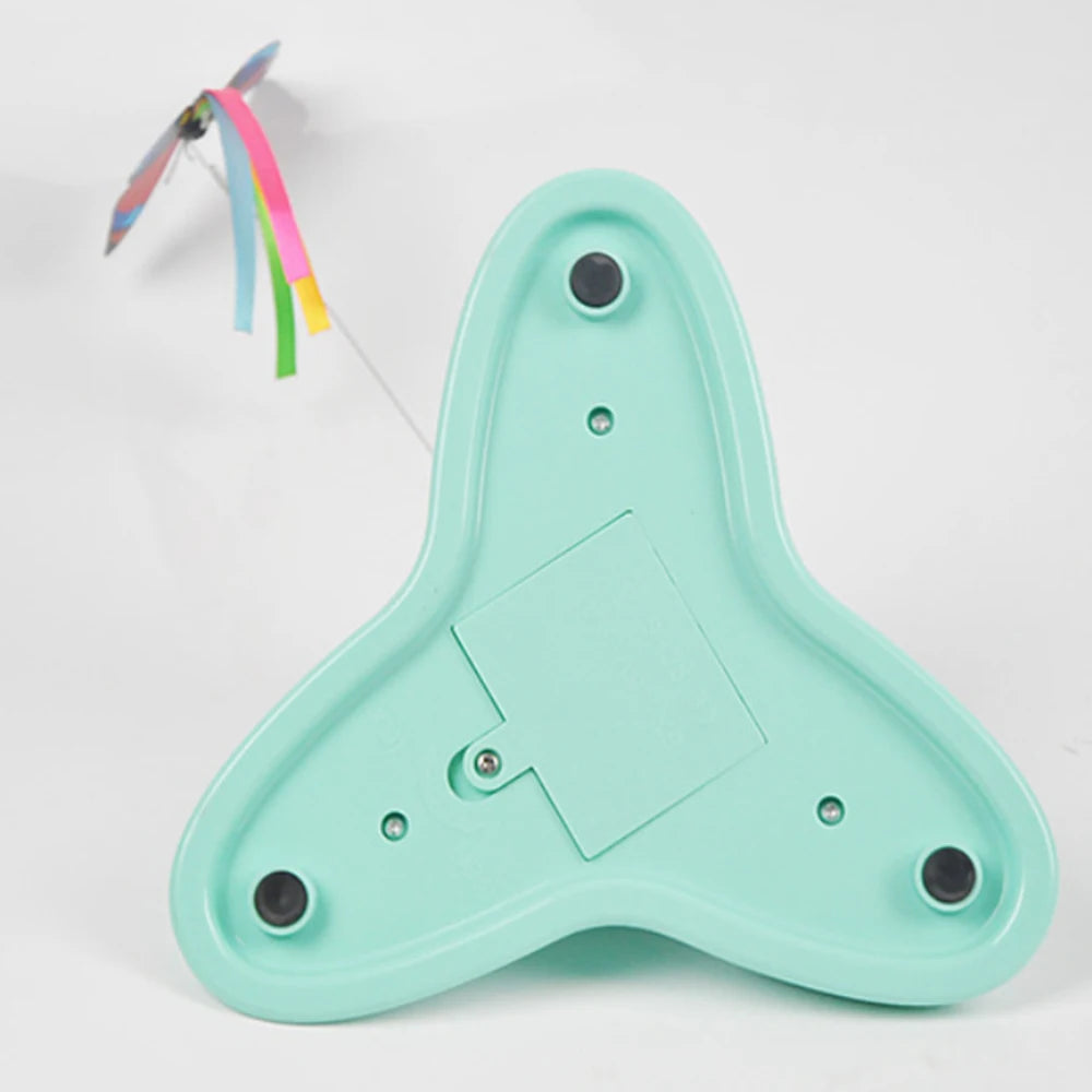 Automatic Butterfly Cat Toy with Rotating Flutter Teaser, AA Battery-Powered Indoor Pet Play Toy in White, Green or Yellow with Butterfly Option