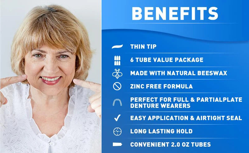 Zinc-Free Denture Adhesive Cream by Y-Kelin, 40g Original Formula for Upper, Lower and Partial Dentures with 1, 3 or 12-Pack Purchase Options
