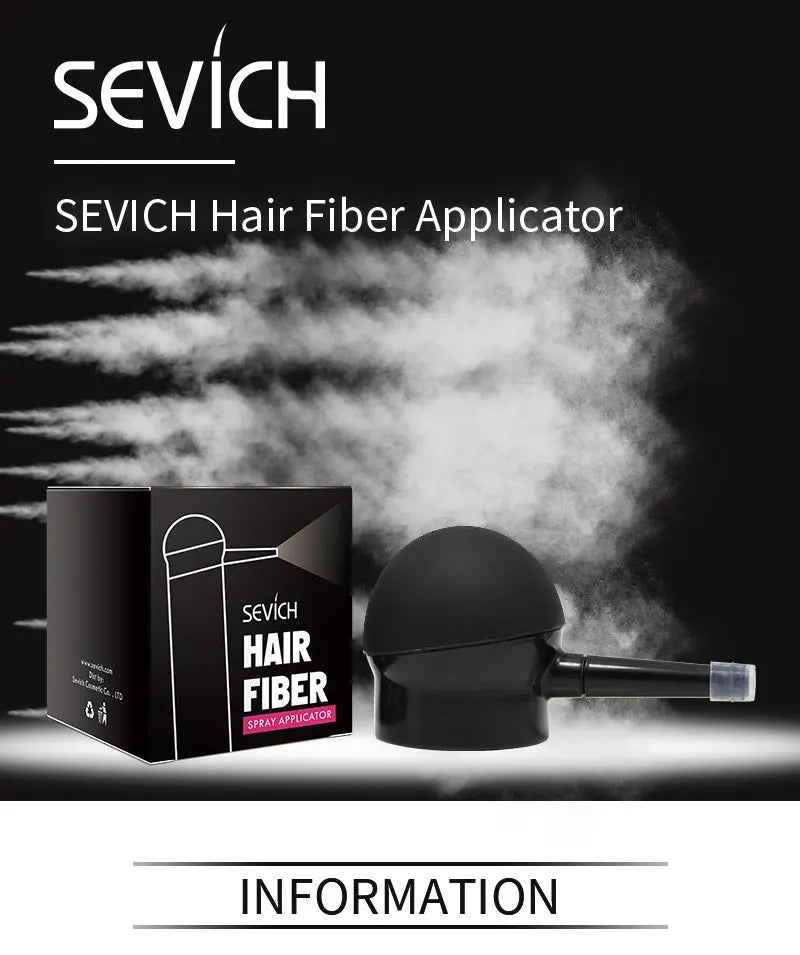 Hair Building Fiber Powder with Ten Shade Options from Black to White, Sevich Source Reference and Applicator Spray Wording for Cosmetic Hair Appearance