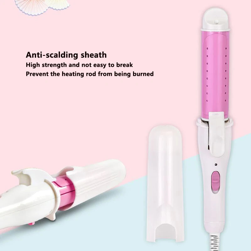 LCD Temperature-Control Curling Iron with Separate 9–38mm Ceramic Barrel Options or Pink and Golden Curl-Straight Combo Styles for Adult Hair Styling
