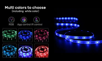 Music Sync RGB LED Strip Lights with 5V USB Power and Bluetooth 24key Option, Nine Lengths from 1m to 30m for Bedroom, TV and Party Accent Decoration