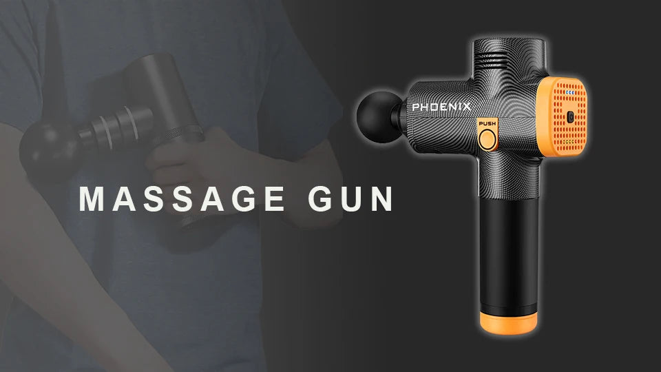 Rechargeable LCD Massage Gun Phoenix A2 with Four or Six Head Options, Adjustable Settings and Silicone Grip for Everyday Muscle Relaxation
