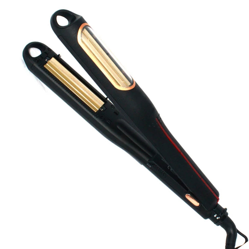 Corrugated Hair Styling Iron, Gold or Black Crimper with Ceramic Tourmaline Coating, PTC Heater and Five Listed Settings for Textured Looks