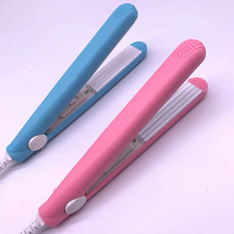 Mini Hair Crimper, Slim Lightweight Corrugated Styling Iron with Ceramic Components, On-Off Switch and Blue, Pink or Purple Colors with Regional Plug Options
