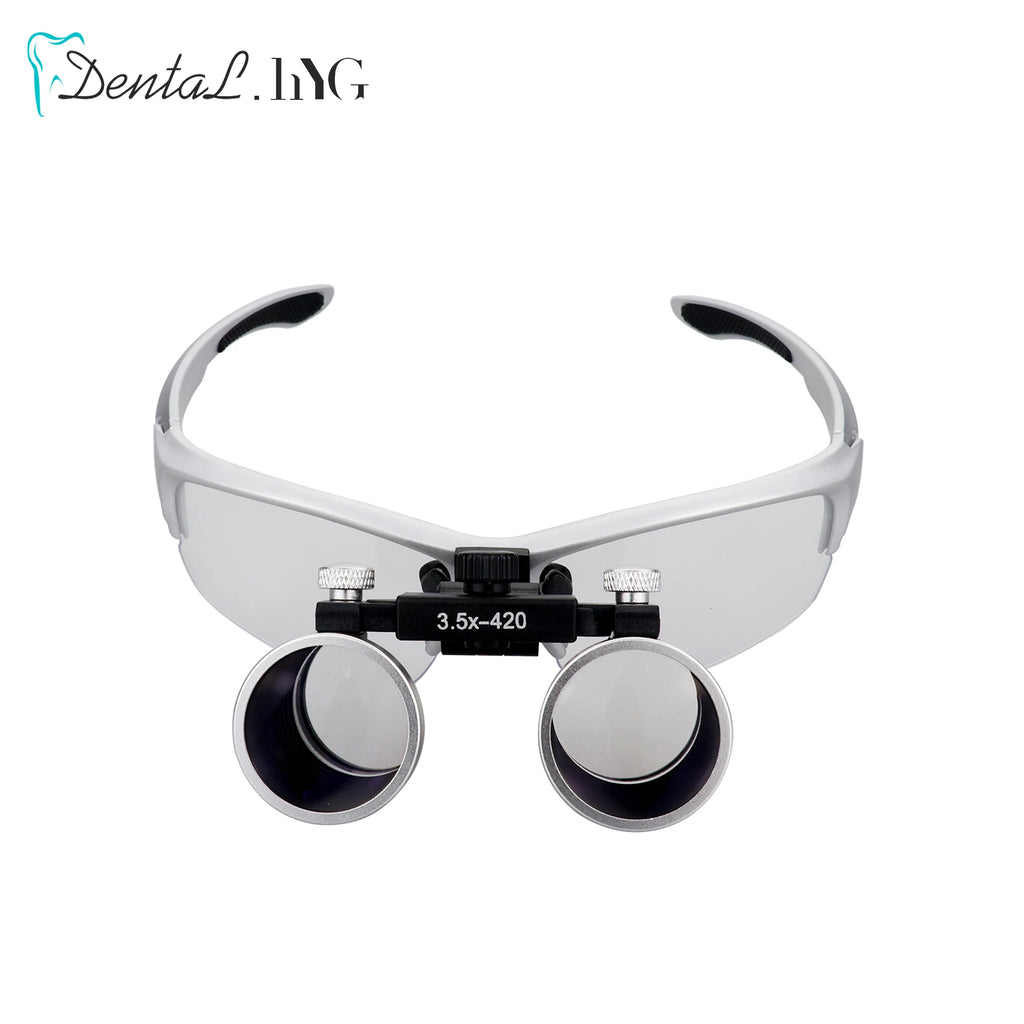 Binocular Dental Loupes with 2.5X or 3.5X Magnification and 420mm Working Distance, Six Color Options with Listed Fabric Bag for Professional Use