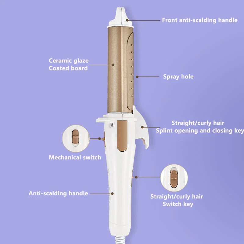 LCD Temperature-Control Curling Iron with Separate 9–38mm Ceramic Barrel Options or Pink and Golden Curl-Straight Combo Styles for Adult Hair Styling