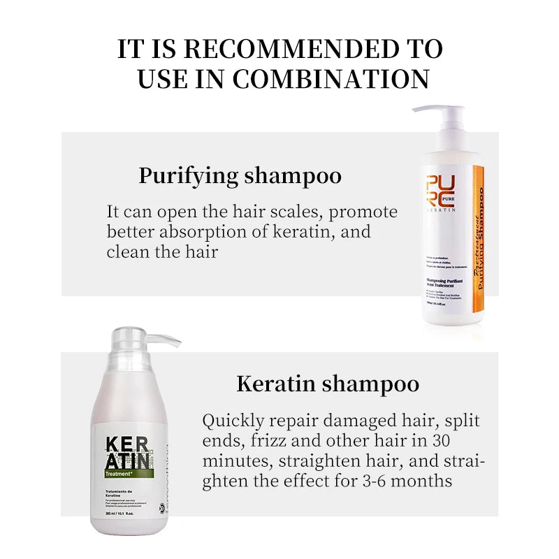 Purifying Shampoo and Daily Conditioner Options by PURC, 100ml 300ml or 1000ml Hair Care Selections for Cleansing, Conditioning and Keratin Routine Support