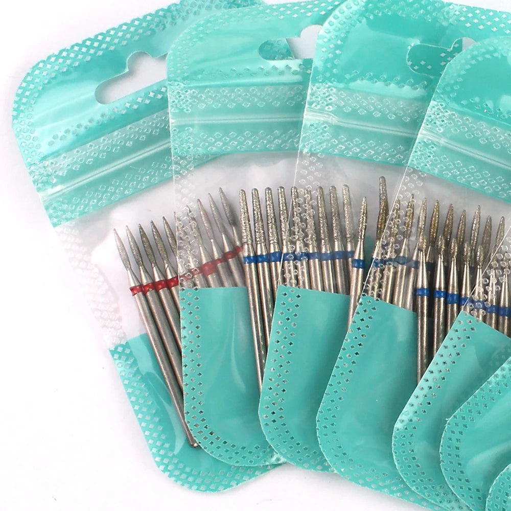 H-Series Diamond Nail Drill Bits, 10-Piece Selected Sets with 2.35mm Shanks for Compatible Electric Nail Files and Professional Manicure Filing Tools