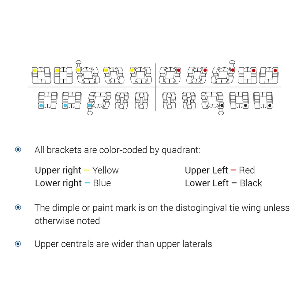 Orthodontic Metal Brackets by AZDENT, Mesh Base Mini and Standard Options with Roth, MBT or Edgewise Styles, 018 or 022 Slots, 10 Packs of 20 Pieces