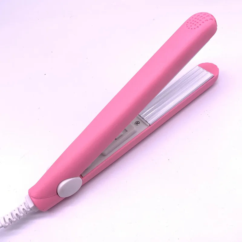 Mini Hair Crimper, Slim Lightweight Corrugated Styling Iron with Ceramic Components, On-Off Switch and Blue, Pink or Purple Colors with Regional Plug Options