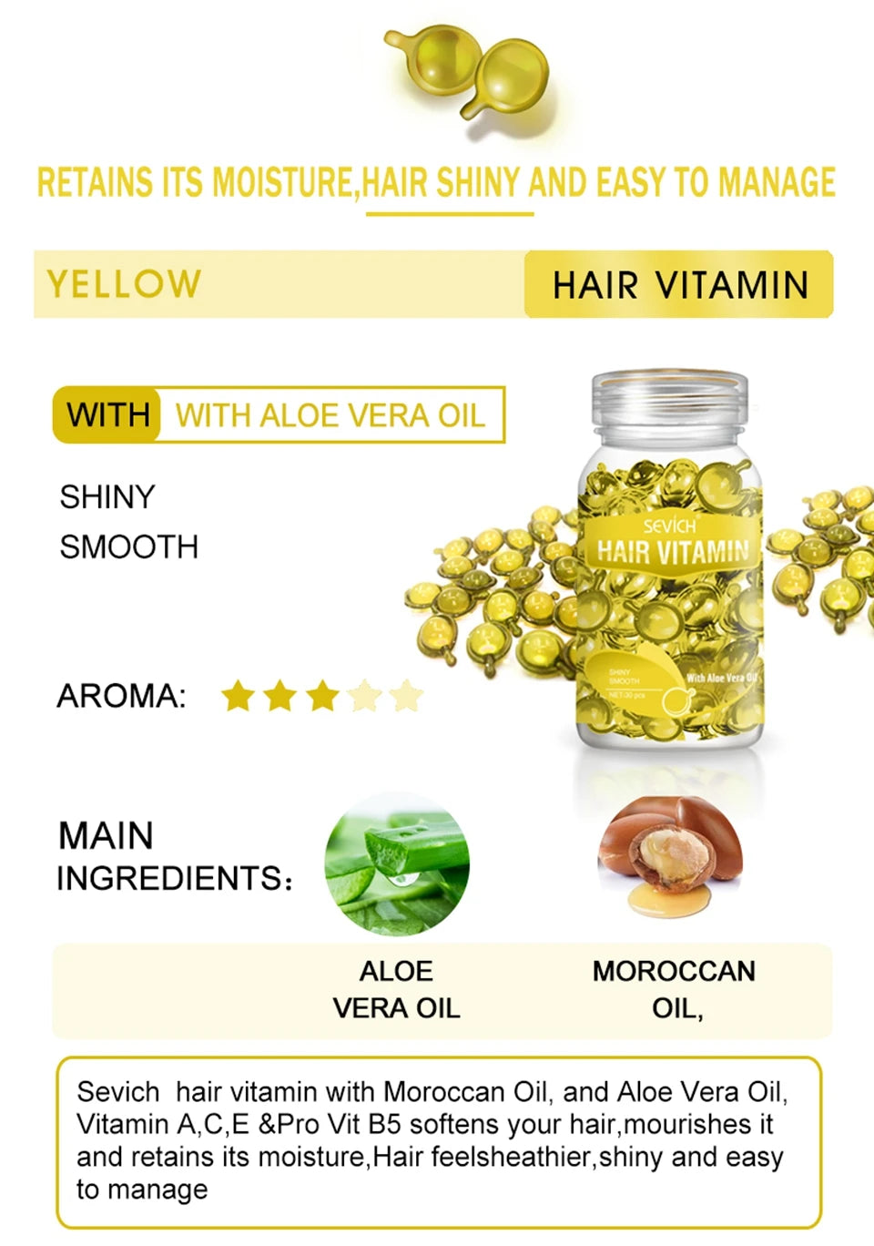 Sevich Hair Oil Capsule Set with Nine Cosmetic Hair Care Option Labels, Three-Piece Set Reference for Conditioning Routines and Soft, Shiny Hair Styling