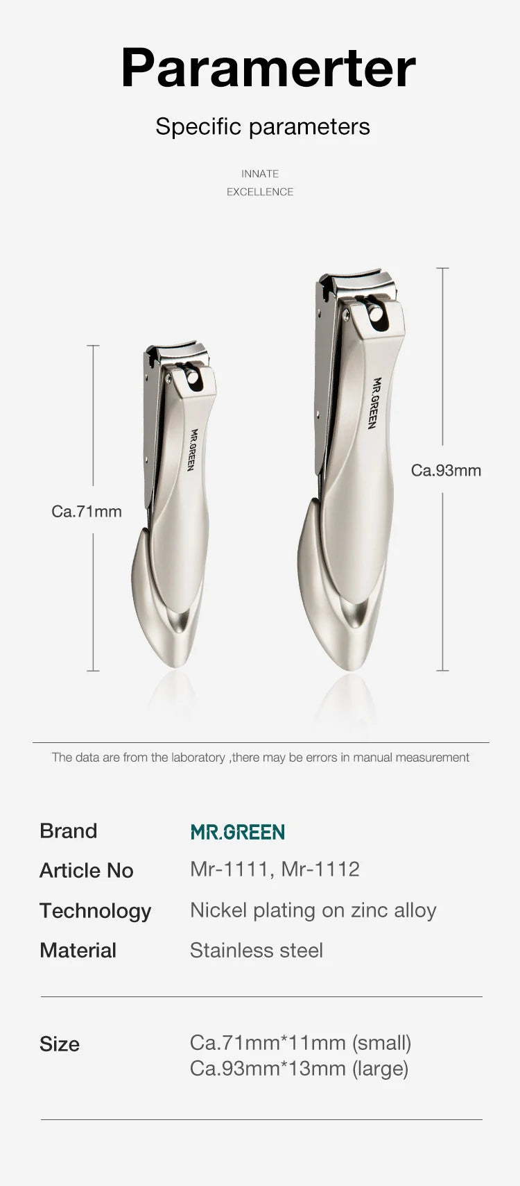 Anti-Splash Nail Clipper Options by MR.GREEN with Stainless Steel and Zinc Alloy References, MR-1111 Series Design for Adult Fingernail Grooming
