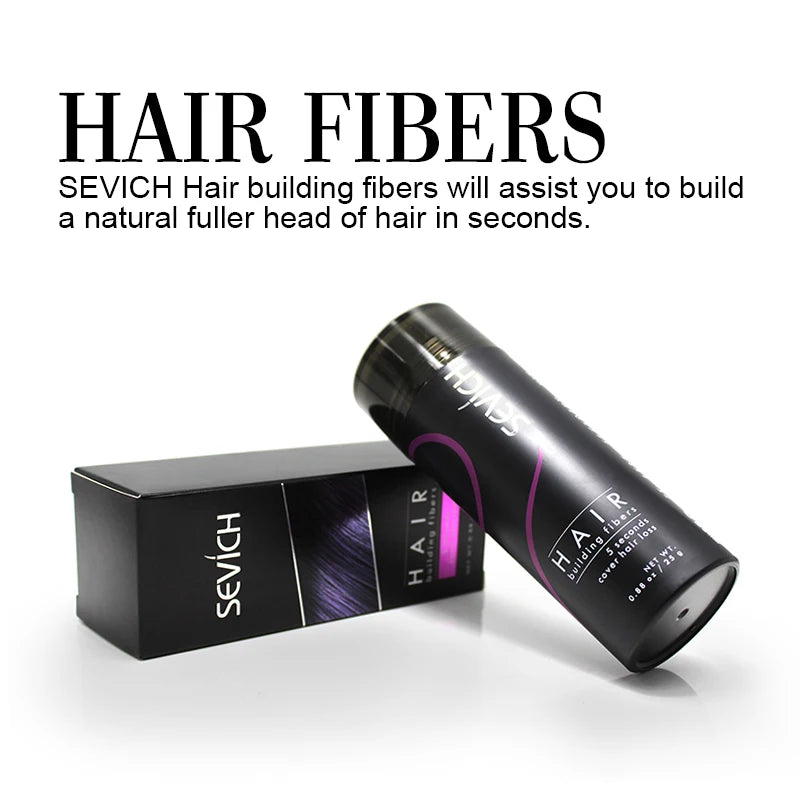 Hair Building Fiber Powder with Ten Shade Options from Black to White, Sevich Source Reference and Applicator Spray Wording for Cosmetic Hair Appearance
