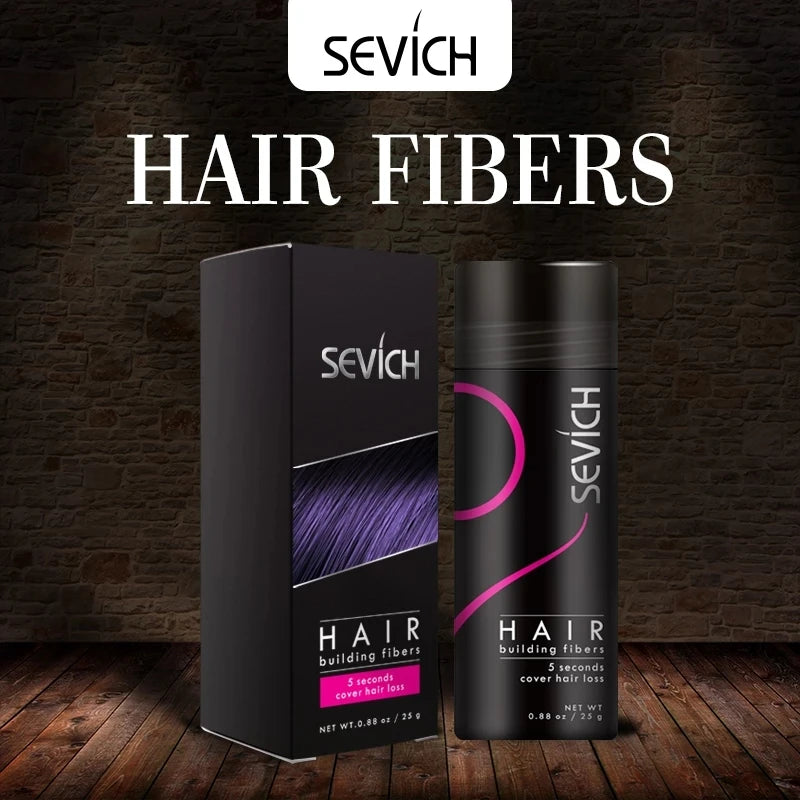 Hair Building Fiber Powder with Ten Shade Options from Black to White, Sevich Source Reference and Applicator Spray Wording for Cosmetic Hair Appearance