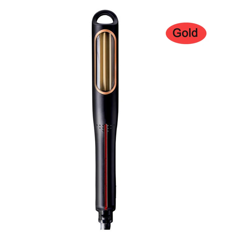Corrugated Hair Styling Iron, Gold or Black Crimper with Ceramic Tourmaline Coating, PTC Heater and Five Listed Settings for Textured Looks