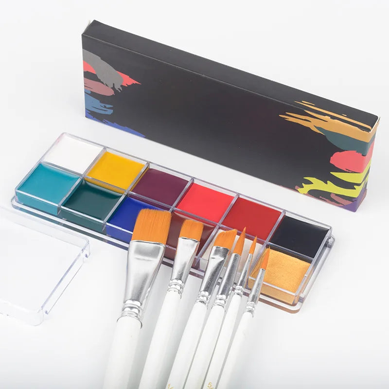 Oil Based SFX Face Paint and Makeup Kit Options with 42g or 96g Paint Labels, Brush Set Choices and Scar Wax References for Halloween and Stage Costumes