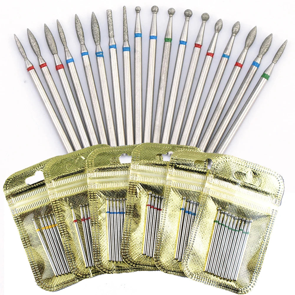 H-Series Diamond Nail Drill Bits, 10-Piece Selected Sets with 2.35mm Shanks for Compatible Electric Nail Files and Professional Manicure Filing Tools