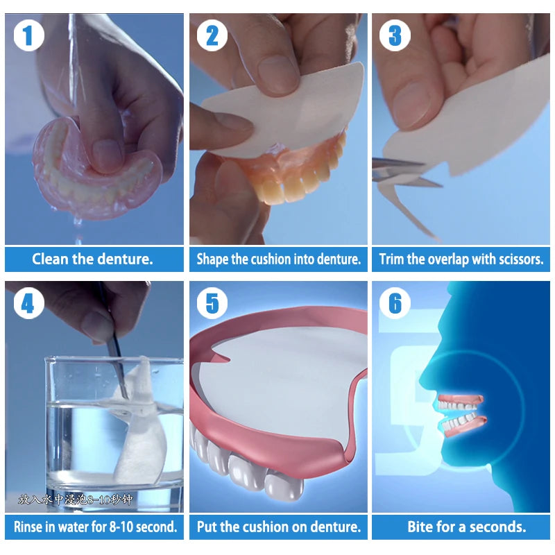 Denture Adhesive Cushion Pads by Y-Kelin, Listed Zinc-Free Strip Format with Upper or Lower Options in 1, 3 and 5-Pack Selections for Adult Denture Care