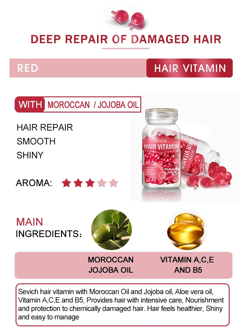 Hair Oil Capsules by Sevich for Cosmetic Conditioning, Softness and Shine, Nine Hair Care Option Labels for At-Home Grooming Routines