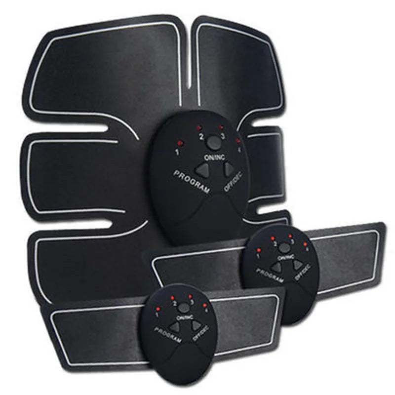 EMS Muscle Stimulator with Six Modes and Push-Button Controls, Black AAA Battery-Powered Fitness Pad in 6 pack ABS, 8 pack ABS or HipTrainer Options