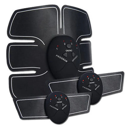 EMS Muscle Stimulator with Six Modes and Push-Button Controls, Black AAA Battery-Powered Fitness Pad in 6 pack ABS, 8 pack ABS or HipTrainer Options