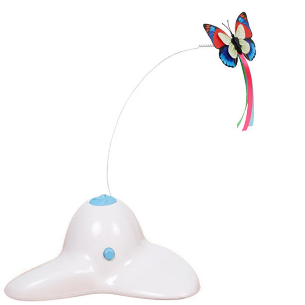 Automatic Butterfly Cat Toy with Rotating Flutter Teaser, AA Battery-Powered Indoor Pet Play Toy in White, Green or Yellow with Butterfly Option
