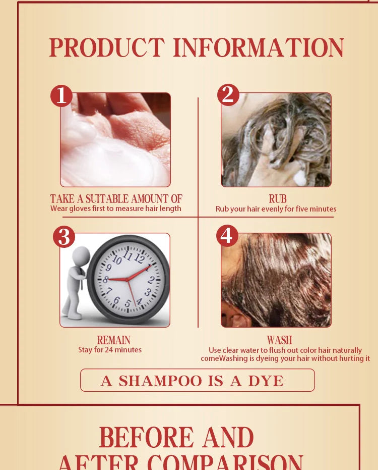 Hair Dye Shampoo by Mokeru with Listed Argan Oil, Black Brown Red Purple and Silver Gray Shade Options for Adult At-Home Hair Coloring Routines
