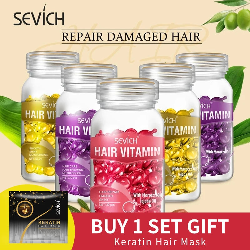 Sevich Hair Oil Capsule Set with Nine Cosmetic Hair Care Option Labels, Three-Piece Set Reference for Conditioning Routines and Soft, Shiny Hair Styling