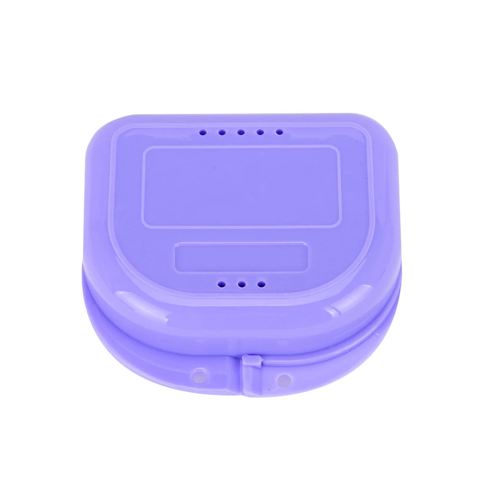 Hinged Retainer Storage Boxes, 50-Pack Vented Polypropylene Cases with Snap Closure for Compatible Mouth Guards and Dentures, Seven Colors or Random Mixed Pack
