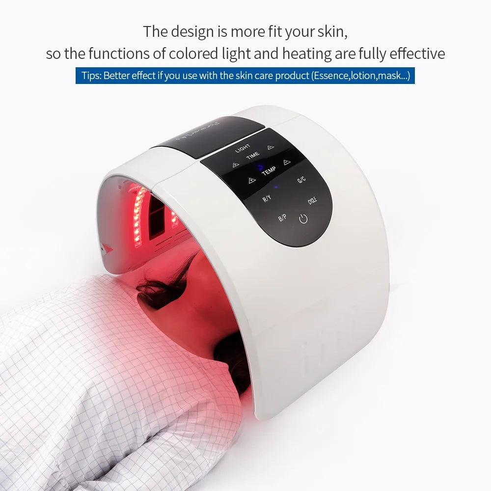 LED Beauty Light Machine with Foldable Face and Body Design, Seven Color and Heating Model References, Eye Protection and Regional Plug Options