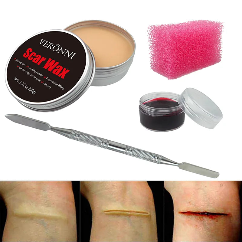 Oil Based SFX Face Paint and Makeup Kit Options with 42g or 96g Paint Labels, Brush Set Choices and Scar Wax References for Halloween and Stage Costumes