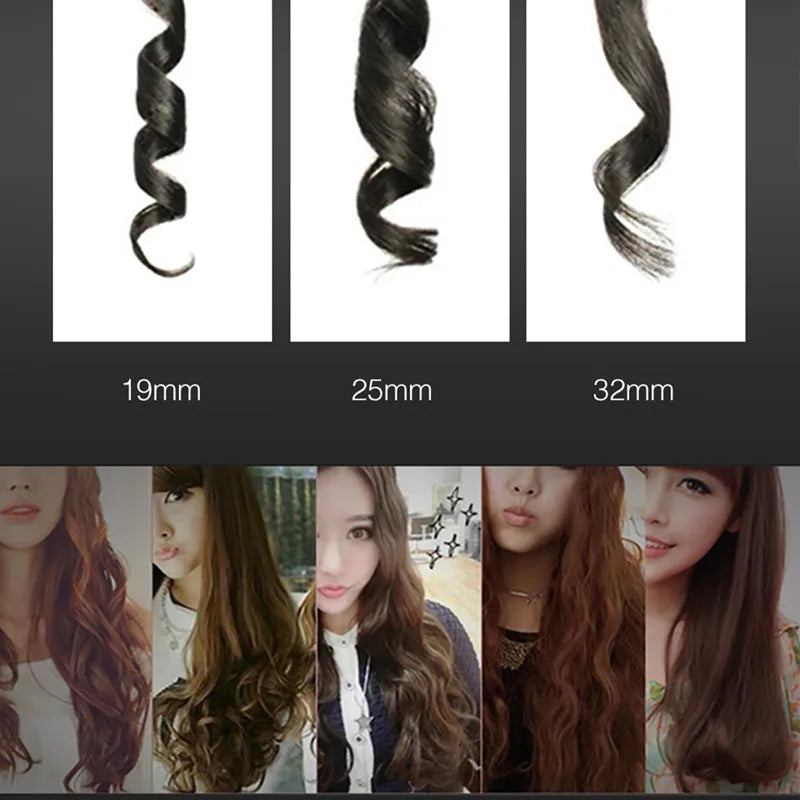 Conical Curling Wand with Ceramic Glaze and Digital Temperature Display, 19mm 25mm or 32mm Options, Adjustable Heat and Swivel Cord for Hair Styling